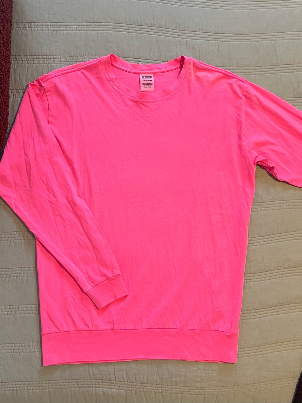 PINK Victoria's Secret Hot Pink Crewneck Tee Casual Preppy Bright Collegiate - Picture 5 of 6
